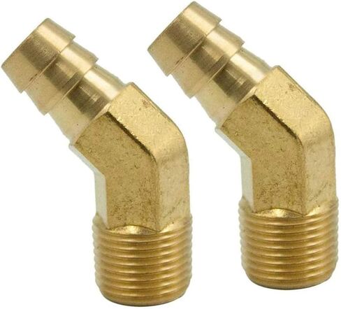 Legines Brass Hose Barb Fitting, 45 Degree Elbow, 3/8" Barbed x 1/8" NPT Male Pipe , 2 pcs in Kuwait