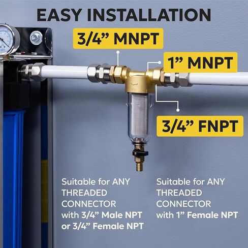 Aquaboon 50 & 200 Micron Reusable Spin Down Sediment Filters for Well Water AB-PF50M | Whole House Sediment Water Filter 1" MNPT+3/4" FNPT - Sediment Trap Pre-Filtration System - Water Prefilter in Kuwait