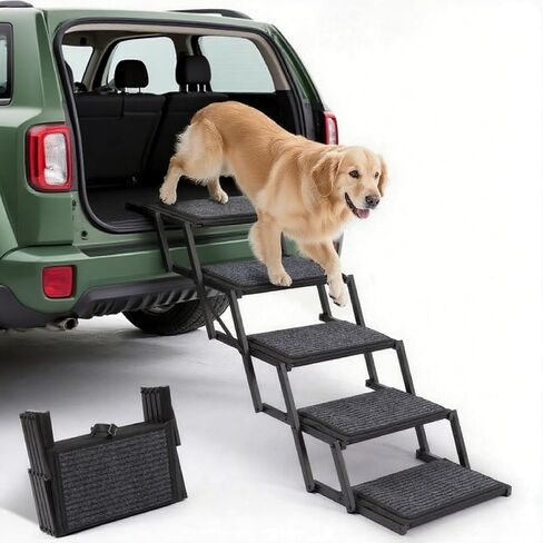 Dog Steps for Car SUV Truck - Foldable 5-Step Carpet Stairs, 250Lbs in Saudi Arabia