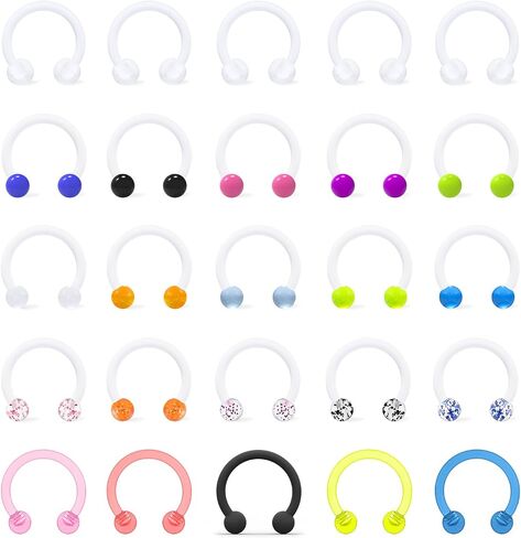 Ftovosyo 30Pcs Plastic Septum Retainer Clear Piercing Retainer Flexible Lip Rings Smiley Piercing Jewelry Daith Earring for Work Sports Surgery in Saudi Arabia