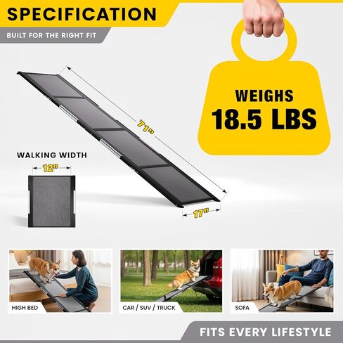Dog Ramp for Car - 71" L x 17" W Portable Dog Ramp for Car in Saudi Arabia