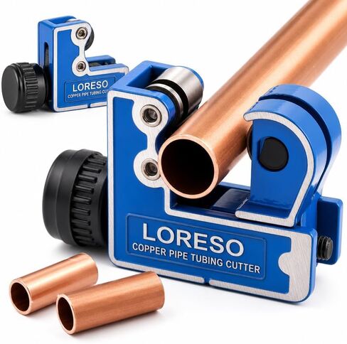 Loreso Small Copper Pipe Tubing Cutter with Reamer - Tube Cutter for 1/8, 1/4, 1/2 to 1 1/8 Copper Brass Aluminum & Thin Stainless Steel Pipes (3-28mm) OD Pipes in Kuwait