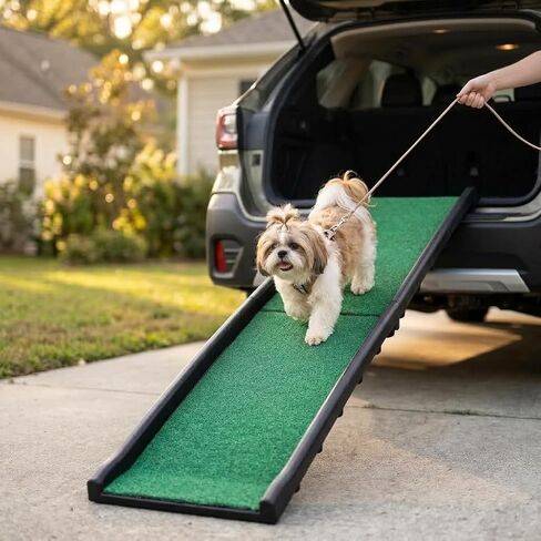 MaxWorks Foldable Dog Ramp for Cars SUVs Beds Non-Slip Grass - (50894) in Kuwait
