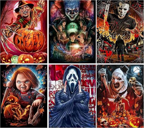 6 Pack Halloween Paint by Numbers Kit for Adults without Frame 12x16 inch in Kuwait