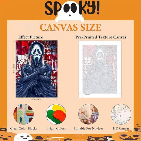 6 Pack Halloween Paint by Numbers Kit for Adults without Frame 12x16 inch in Kuwait