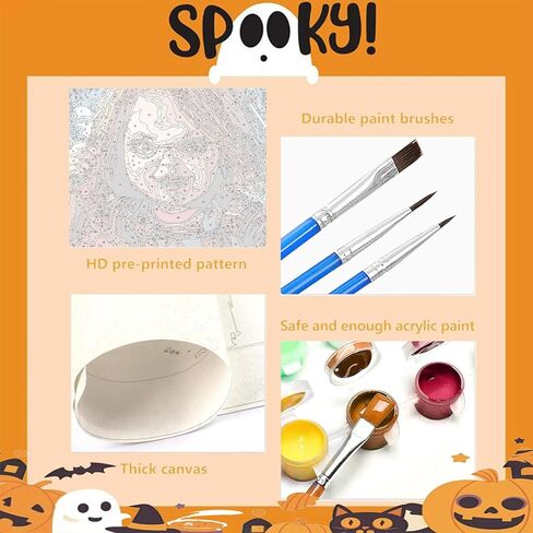 6 Pack Halloween Paint by Numbers Kit for Adults without Frame 12x16 inch in Kuwait