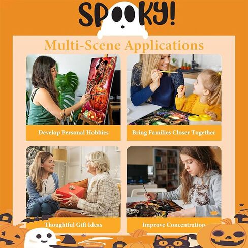 6 Pack Halloween Paint by Numbers Kit for Adults without Frame 12x16 inch in Kuwait