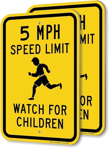 SmartSign 18 × 12 بوصة "5 MPH Speed ​​Limit - Watch for Children" لافتة معدنية، 63 مل ألومنيوم مصفح مقاوم للصدأ، أسود وأصفر in Kuwait