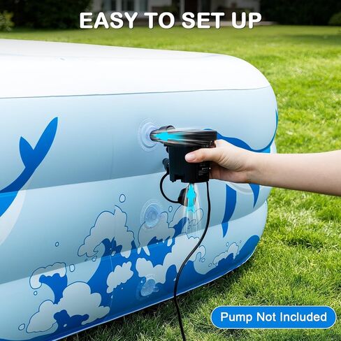 Large Inflatable Pool with Light, 12TF x 6.5TF Inflatable Swimming Pool for Kids Adults, Solar Powered Blow Up Pool Oversized Thickened Family Kiddie Pool for Backyard Outdoor in Kuwait