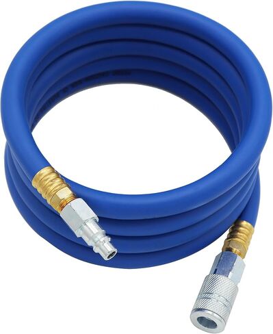 YOTOO Hybrid Lead-in Air Hose 1/2-Inch by 10-Feet 300 PSI Heavy Duty, Lightweight, Kink Resistant, All-Weather Flexibility with 3/8" Industrial Quick Coupler and Plug, Blue in Kuwait