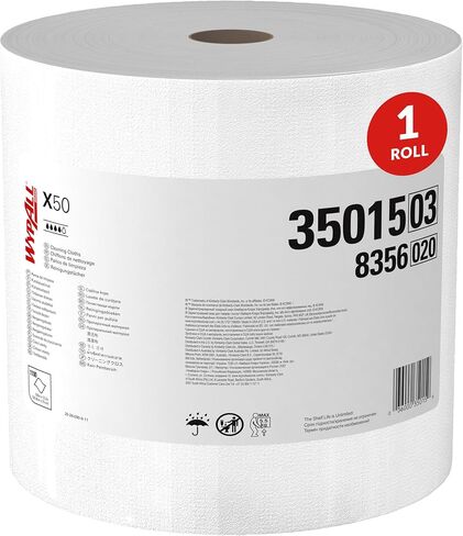 Wypall X50 Disposable Cloths (35015), Strong for Extended Use, Jumbo Roll, White, 1,100 Sheets / Roll in Kuwait