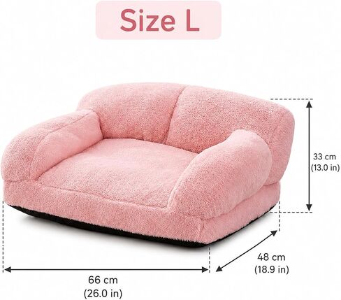 Cat Couch Bed with Removable Cover Washable Pink Small Dog Bed Soft Plush Pet Sofa for Indoor Cats Cute Princess Puppy Cushion, Non-Slip Bottom (Pink, 26x19x13 inch) in Saudi Arabia