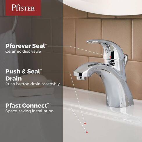 Pfister Parisa Bathroom Sink Faucet, Single Control, 1-Handle, Single Hole, Polished Chrome Finish, LF042PRCC in Saudi Arabia