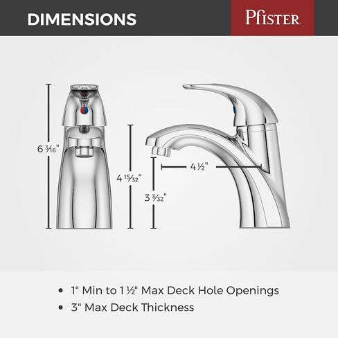 Pfister Parisa Bathroom Sink Faucet, Single Control, 1-Handle, Single Hole, Polished Chrome Finish, LF042PRCC in Saudi Arabia