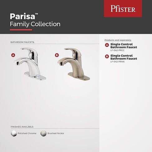 Pfister Parisa Bathroom Sink Faucet, Single Control, 1-Handle, Single Hole, Polished Chrome Finish, LF042PRCC in Saudi Arabia
