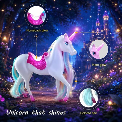 Magic Light Unicorn & Princess Doll, Unicorn Toys for Girls 3+, Gifts for Christmas Birthday for Kids Girls Aged 3 4 5 6 7 8 in Kuwait
