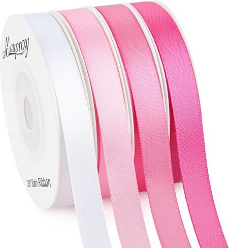 Mauproy Double Faced Sage Green Satin Ribbon, 3/8 Inch x 4 Rolls, 40 Yards in Kuwait