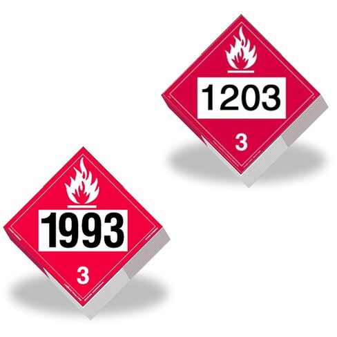 Labelmaster ZTV20393 Two-Sided 4-Digit Hazmat Placard, 1993 Flammable/1203 Gasoline, Rigid Vinyl (Pack of 25) in Kuwait