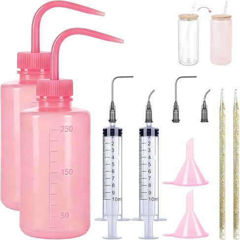 Snow Globe Tumbler Supplies Kit - 12-Piece Complete DIY Supplies for Bubble-Free, Sparkling Glitter Snow Globes | Craft Set for Beginners & Makers in Saudi Arabia