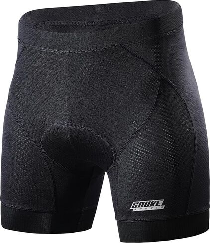 Souke Sports Men's Cycling Underwear Shorts 4D Padded Bike Bicycle MTB Liner Shorts with Anti-Slip Leg Grips in Kuwait