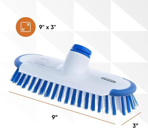 Superio Deck Scrub Brush with Long Handle 48 Inches, Heavy Duty Stiff Bristles Grout Scrubber with Scraper - Cleans Hot Tub, Swimming Pool, Granite Tiles, Bathroom, Patio, Kitchen, Wall and Deck in Kuwait