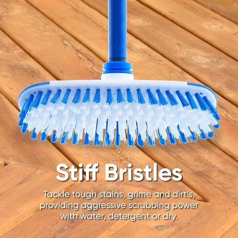Superio Deck Scrub Brush with Long Handle 48 Inches, Heavy Duty Stiff Bristles Grout Scrubber with Scraper - Cleans Hot Tub, Swimming Pool, Granite Tiles, Bathroom, Patio, Kitchen, Wall and Deck in Kuwait