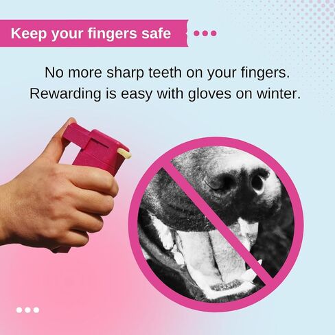 Handheld Dog Treat Dispenser, Offers a Treat (Max. diameter 3/4") in a Clean and Safe Way, Easy 1 Hand Operation, Slices Cheese, Meat Rolls etc. into Treats (Pink) in Kuwait