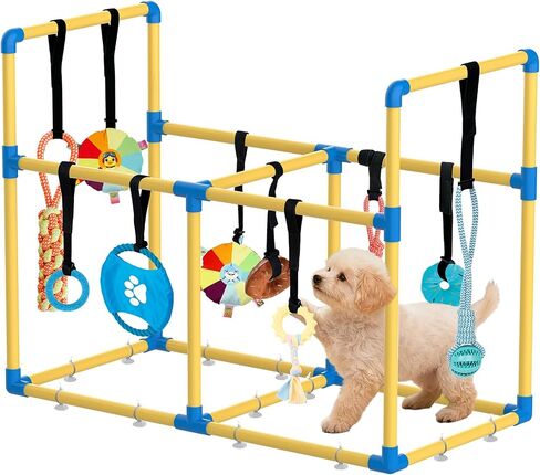 Puppy Play Gym & 10 Toys (Blue,33.5″ x 28.5″ x 19.6″‌) Large in Kuwait
