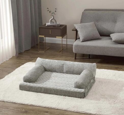 Tempur-Pedic® Super Plush Sofa Dog Bed, Gray, 37 x 27 x 11.5 Inches, Orthopedic Dog Bed with TEMPUR® Material, Waterproof Liner, Machine-Washable Cover, Non-Skid Base in Saudi Arabia