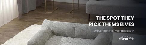 Tempur-Pedic® Super Plush Sofa Dog Bed, Gray, 37 x 27 x 11.5 Inches, Orthopedic Dog Bed with TEMPUR® Material, Waterproof Liner, Machine-Washable Cover, Non-Skid Base in Saudi Arabia