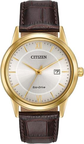 Citizen Men's Classic Eco-Drive Leather Strap Watch, 3-Hand Date in Kuwait