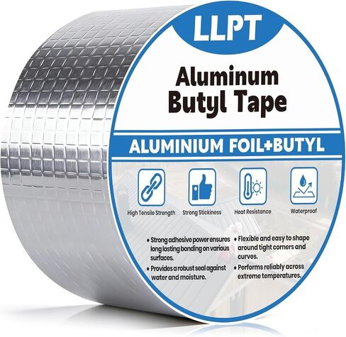 llpt الألومنيوم بوتيل الشريط 6 بوصة × 16.5 قدم غطاء فتحة وامض دائم للماء تسرب شريط إصلاح لأنابيب قارب rv المظلة سقف نافذة التصحيح والختم (ab437) in Kuwait