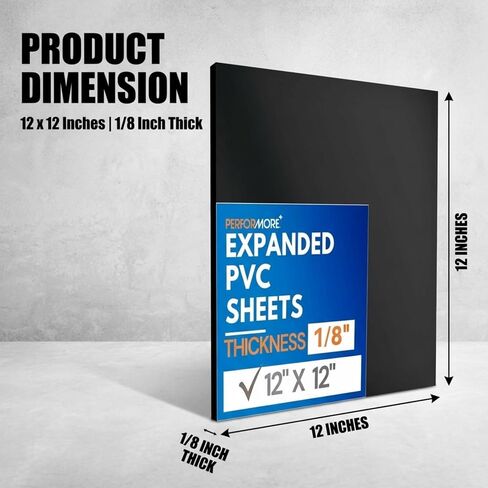 Expanded PVC Sheet – Lightweight Rigid Foam – 3mm (1/8 inch) – 12 x 12 inches – Black – Ideal for Signage, Displays, and Digital/Screen Printing in Kuwait