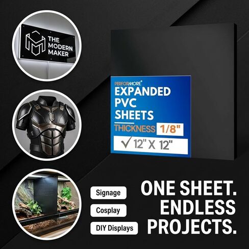 Expanded PVC Sheet – Lightweight Rigid Foam – 3mm (1/8 inch) – 12 x 12 inches – Black – Ideal for Signage, Displays, and Digital/Screen Printing in Kuwait
