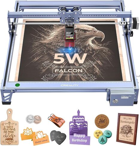 Creality Falcon 5W Laser Engraver Machine, 72w High Precision 0.06mm Laser Cutter and Engraving Machine for Wood Leather Acrylic Glass, 10000mm/min, Offline Usage, Working Area 400 * 415mm in Saudi Arabia