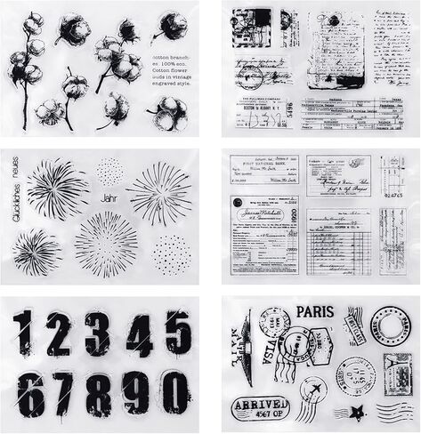 6 Sheets Clear Stamp Silicone Stamp Cards with Greeting Words, Flowers, Leaves, Butterflies, and Moons Pattern for Thanksgiving Christmas Holiday Card Making and DIY Scrapbooking Journaling in Saudi Arabia