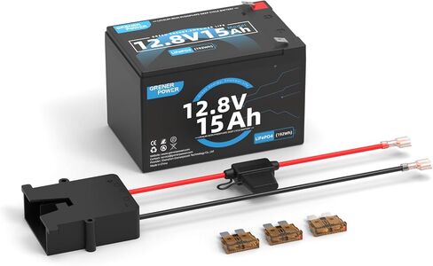12V 15Ah Lithium LiFePO4 Battery, 20A BMS, Replacement Battery Compatible with Fisher Price Power Wheels 12 Volt Ride-On Vehicles (Not Compatible with ATVs) in Kuwait
