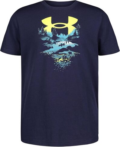Under Armour Boys' Outdoor Short Sleeve T-Shirt, Crewneck, Black, Small in Kuwait