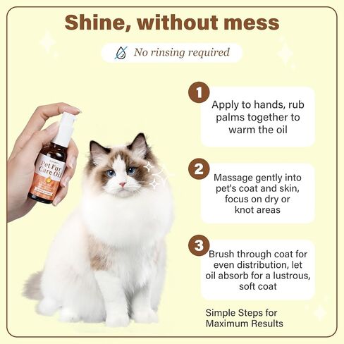 Pet Fur Care Oil - Tangle Remover, Shiny & Silky Coat, Soothing Skin Protection with Collagen and Natural Oils - Leave-in Formula for Dogs and Cats - 1.01 fl. oz in Saudi Arabia