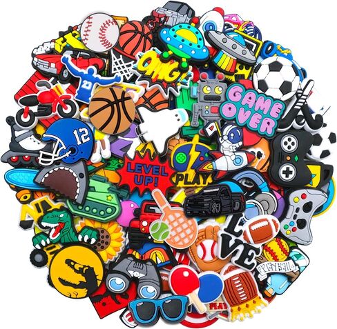 30 50 100Pcs Pack Shoe Decorations Charms for Boys Teens Kids PVC Clog Accessories Pins Fit for Garden Sandals Wristband Bracelet in Kuwait