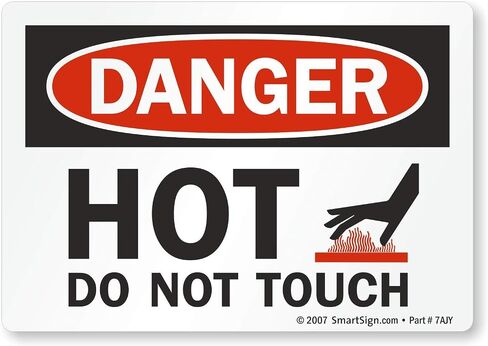 SmartSign-U9-1787-ND "Danger - Hot, Do Not Touch" Label | 3.5" x 5" Laminated Vinyl , Black/Red on White in Saudi Arabia