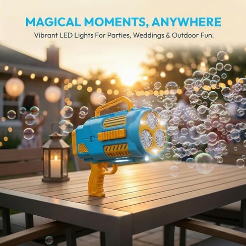 KB KAIBO Upgraded Bubble Gun No Dip, Bubble Machine Gun with LED Lights, 9000+ Bubbles Per Minute for Kids, Boys Girls 3-12 Years Old, Birthday Party Wedding Outdoor Favors - Blue in Kuwait