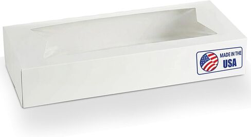 MT Products Long Bakery Boxes with Window - Made in the USA - 15 Pack of 12.5" x 5.5" x 2.25" White Chocolate Strawberry Boxes Easy Auto Pop Up - Wine and Cookie Boxes for Gifts in Kuwait