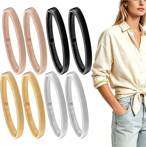 8 PCS Sleeve Holders,Stretchy Anti-Slip Metal Sleeve Garters, Elastic Arm Straps Fixing Long Shirt Sleeves in Kuwait