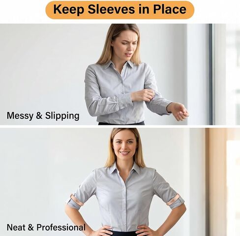 8 PCS Sleeve Holders,Stretchy Anti-Slip Metal Sleeve Garters, Elastic Arm Straps Fixing Long Shirt Sleeves in Kuwait