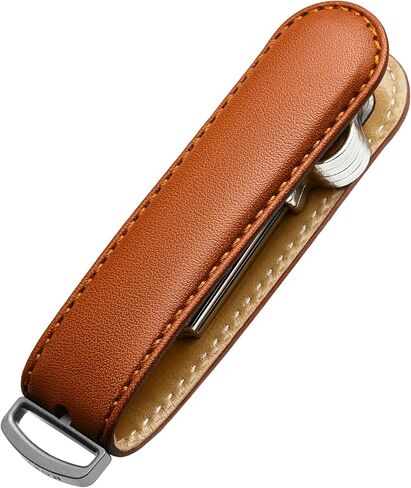 Jibbon Italian Leather Key Organizer |Marine Grade 316 Stainless Steel Leather Keychain -Key Holder Hold UpTo 9 Standard Keys in Kuwait