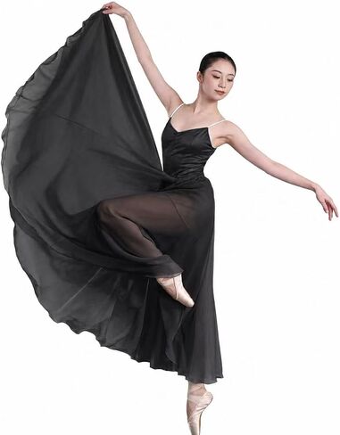 Wuchieal Women's Belly Dance Skirt Tribal Chiffon Full Skirt in Kuwait