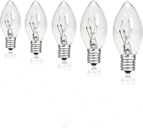 CHYSUPER C7 Halloween Replacement Bulbs, Orange Night Light Bulbs, 5W Incandescent E12 Candelabra Base, Warm White for Christmas Wedding Patio Outdoor String Lights Decor, 25 Pack in Kuwait