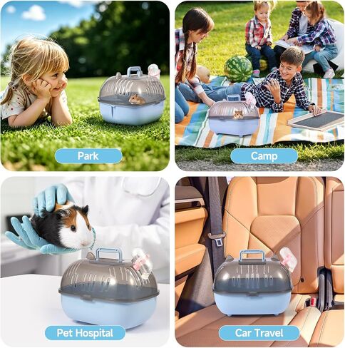 Small Animal Carrier Cage with Water Bottle, Portable Hamster Travel Case in Saudi Arabia