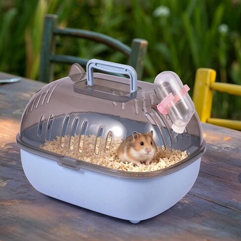 Small Animal Carrier Cage with Water Bottle, Portable Hamster Travel Case in Saudi Arabia
